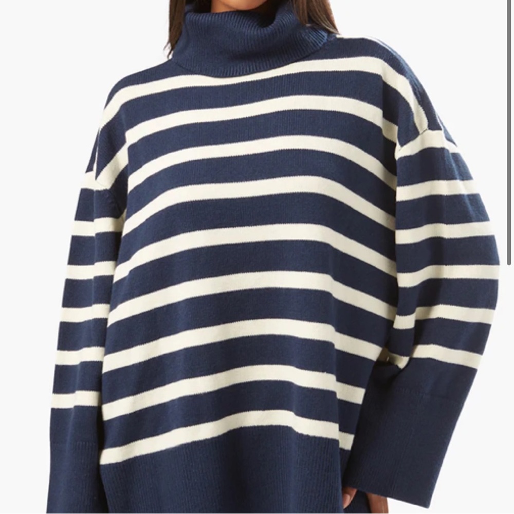 WeWoreWhat Striped Turtleneck Sweater